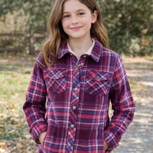 Eddie Bauer Girls Jacket in Pink and Purple Plaid